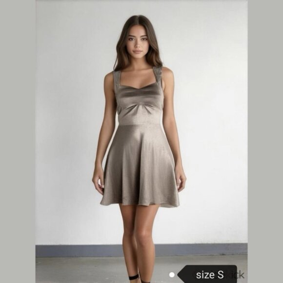 Forever 21 Dresses & Skirts - Silvery grey velvet Party Dress Stretch Skater fit & flare